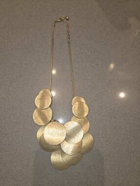 Talbots Gold Disc Statement Necklace